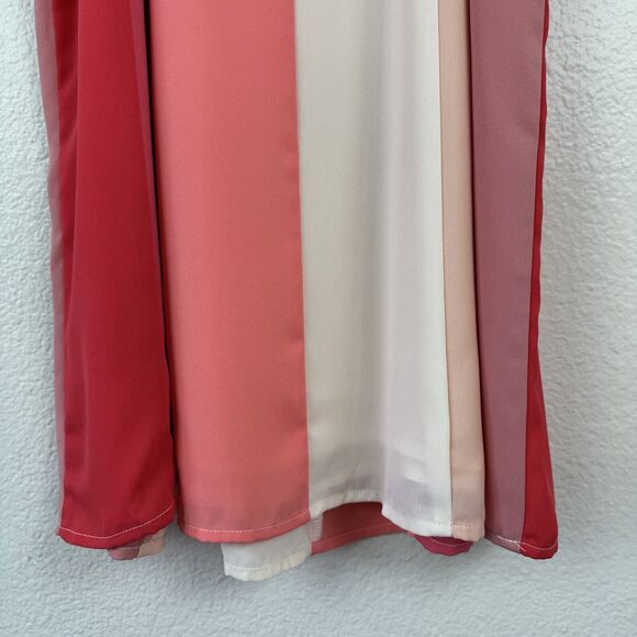 NWT Francesca’s Jun & Ivy Stripe Colorblock Mini Shift Slip Dress Pink Coral S - Picture 9 of 12